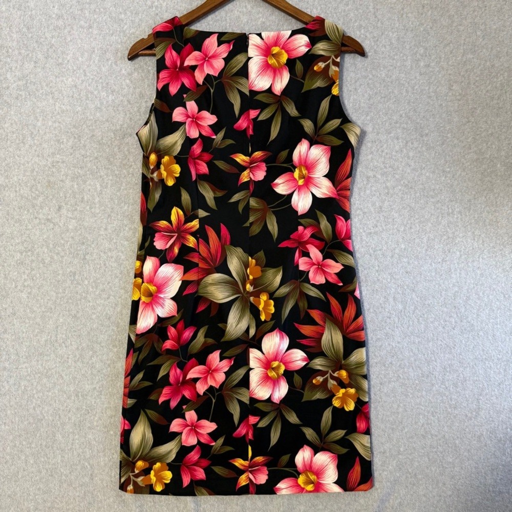 Danny & Nicole Black Floral Sleeveless Sheath Dress Size 8 Tropical Vacation - Picture 11 of 12